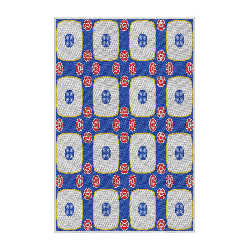 Tapis rose/rouge à motifs, Rectangle 5 pi x 7 pi