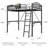 Sturdy Metal  Black Twin Loft Bed with Bedside Caddy & Anti-Slip Ladder - Heavy-Duty Space-Saving Bed Frame for Teens, Adults, Dorm, and Small Apartment