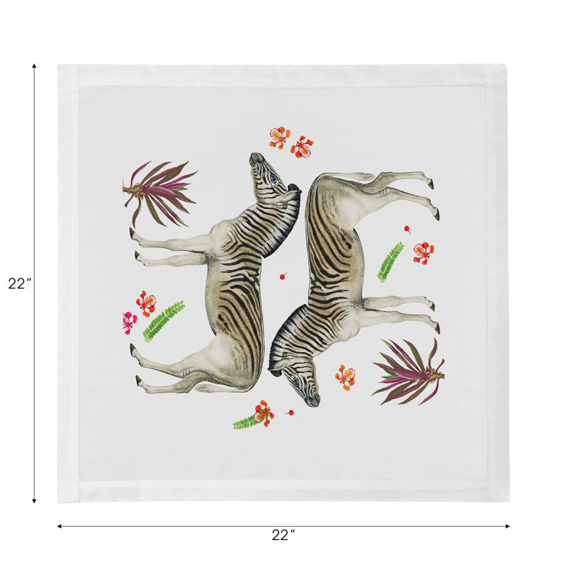 Zebra Seeing Double Hemstitch 22" Linen/Cotton Napkin
