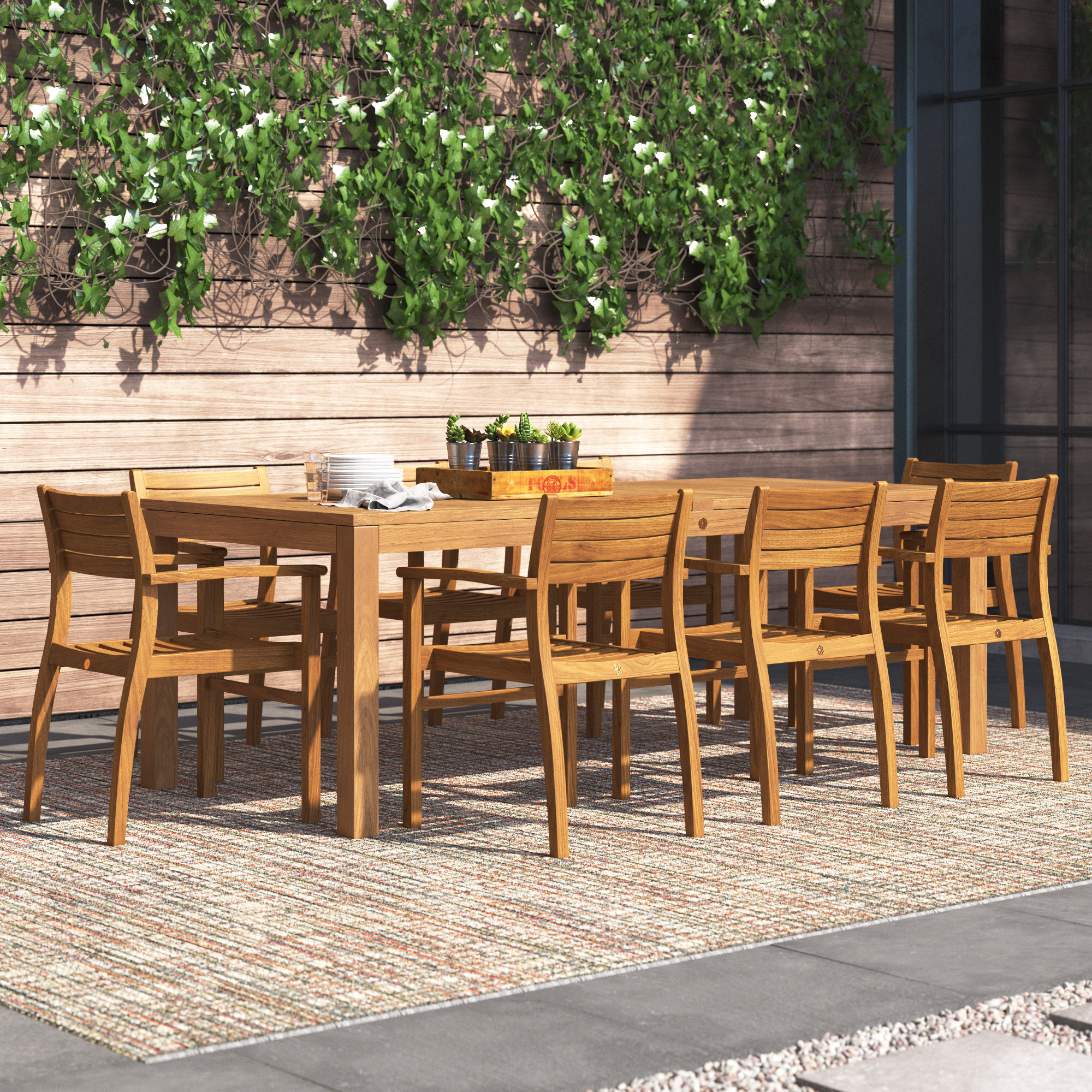 Sustainable Teak 9 Piece Patio Set