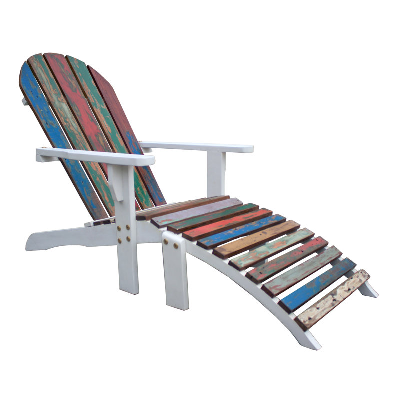 Recycled Boats Adirondack Chair with Footstool