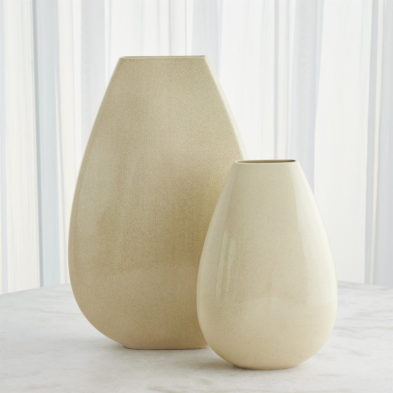 Giant Teardrop Vase-Butter Crackle-Sm, 16.5" H x 11.5" W x 4" D