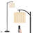 Arc Floor Lamp with Adjustable Lampshade Beige White Striped for Elegant Home Decor Standing Lamp 3 Color Temperatures Dimmable Tall Pole Lamp with Foot Switch for Bedroom