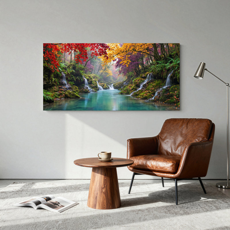 Forêt d'automne, reproduction d'art sur toile, ensemble de 1, Toile tendue, L 32 po x H 16 po