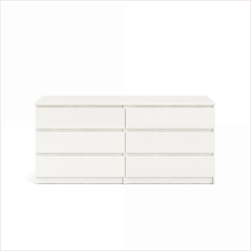 Commode, rangement à 6 tiroirs pour chambre à coucher / salon, blanc | Panneau de particules