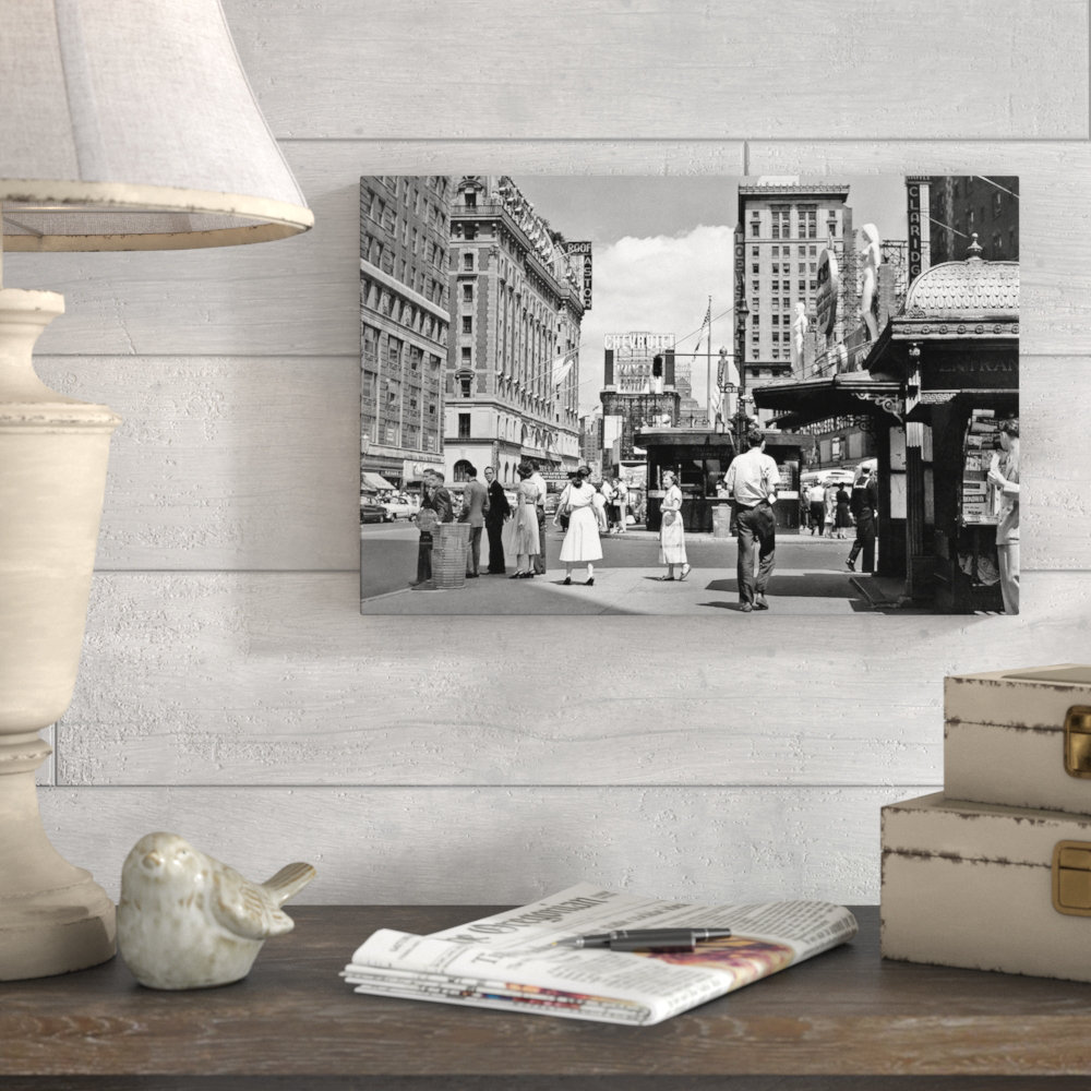 '1950s New York City Times Square West 43rd Street Looking North' Photographic Print on Wrapped Canvas East Urban Home Mat 