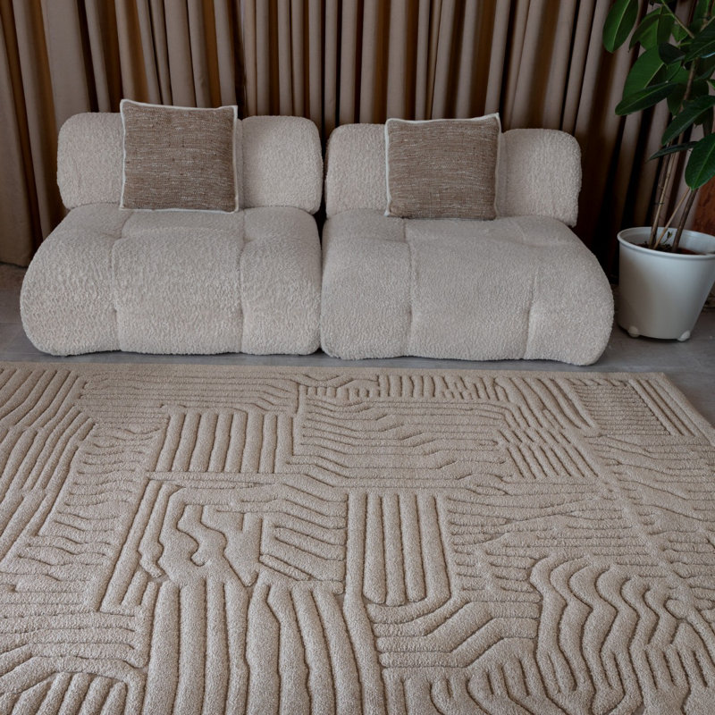 Natural Modern Abstract Anti-Shed Stain Resistant Rug For Living Room And Bedroom, Rectangle 200 x 290cm