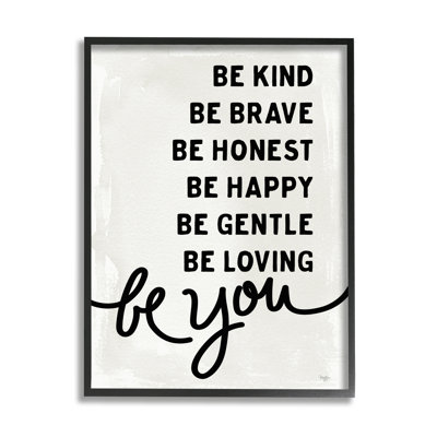 Stupell Industries Be You Motivational Self Love Text Phrase By Mollie B. - Floater Frame Textual Art On Wood In Midnight Black Framed Giclee