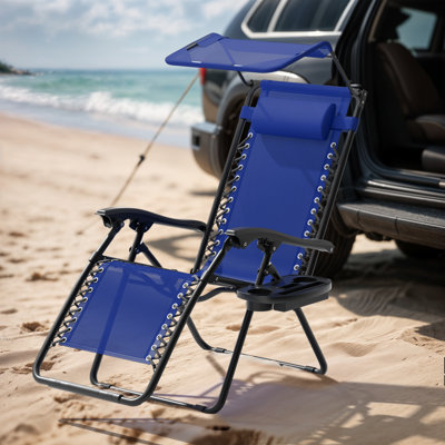 Zero Gravity Chair With Canopy Shade 330 Lb Capacity Adjustable Recliner Headrest For Outdoor Patio Or Beach