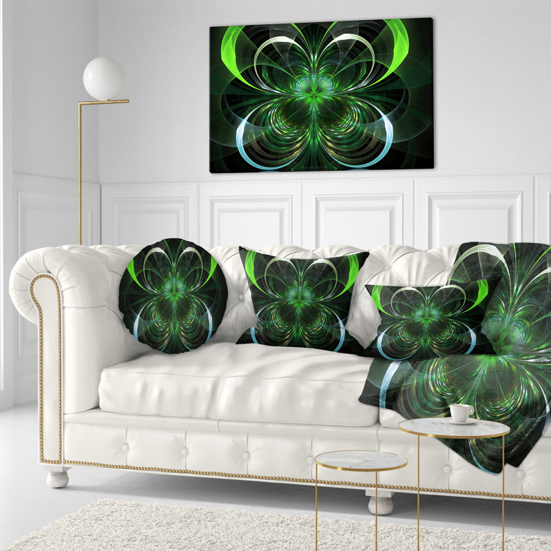 Coussin lombaire floral, Vert/noir