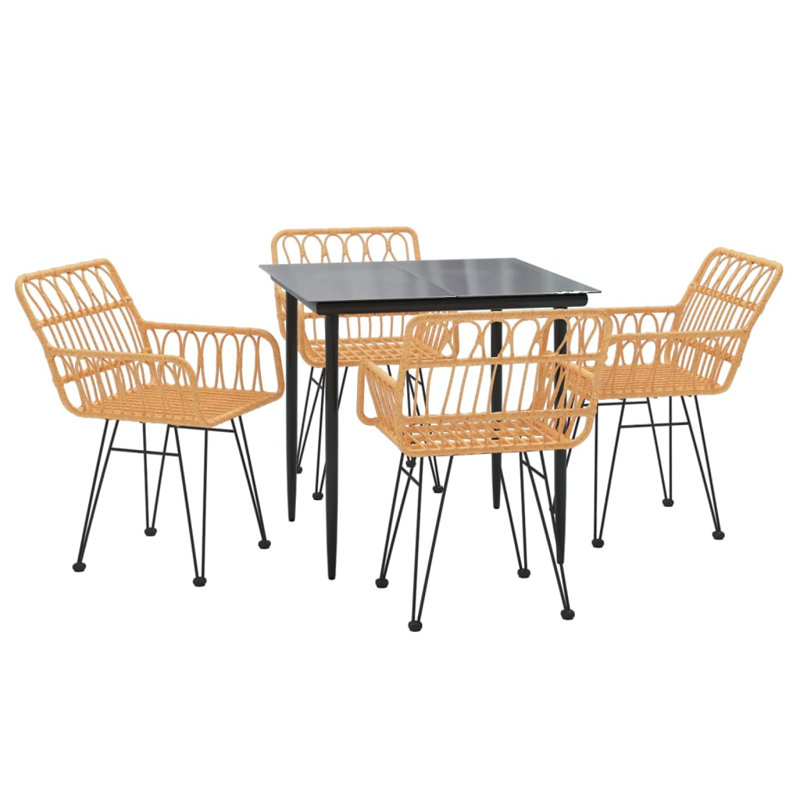 Ensemble de salle à manger de jardin d'extérieur noir
