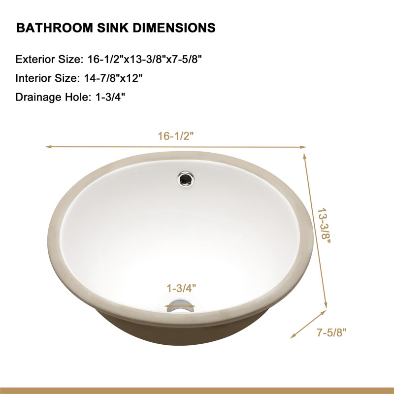 16,5 po X 13,4 po, encastré, céramique, ovale, blanc, lavabo de salle de bain, teinté, facile à nettoyer, résistant aux acides, faible absorption d'eau, salles de bain