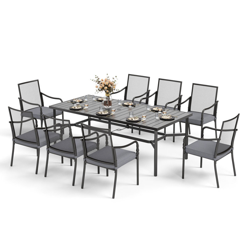 Ensemble de salle à manger rectangulaire pour 8 personnes 82 po avec coussins