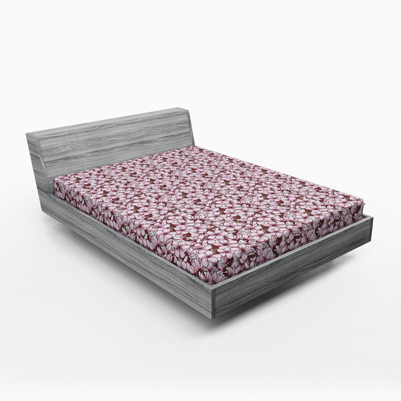 Microfiber Floral Fitted Sheet, Pink 1, Full Fitted Sheet