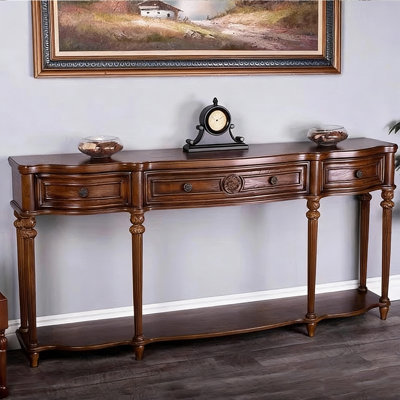 American-style solid wood carved entrance table