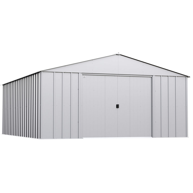 Large Flute Grey Steel Outdoor Storage Shed