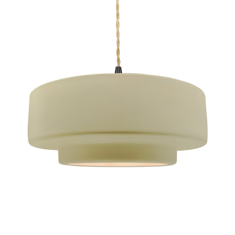 Luminaire suspendu à 1 lumière Meydan, H 6 po x l 16,25 po x P 16,25 po, Vanille lustrée, Noir mat