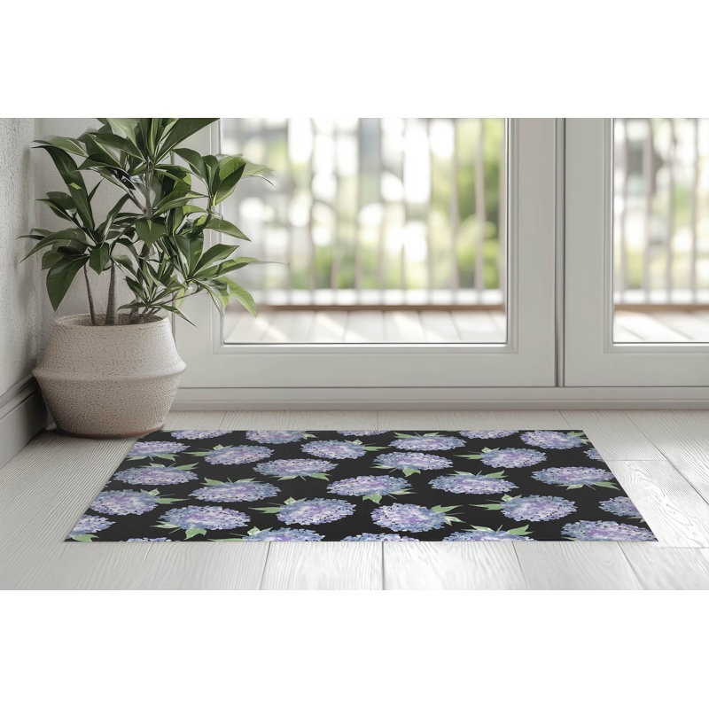 Paillasson Hydrangea Love Thin, Gris anthracite, L 60 po x L 84 po