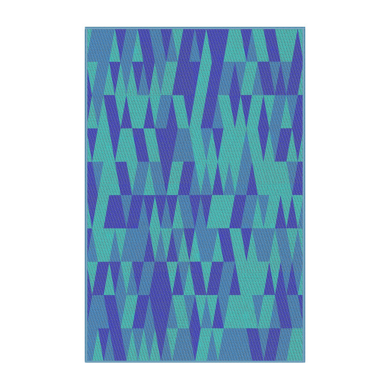 Tapis bleu à motif géométrique, Rectangle 2 pi x 3 pi