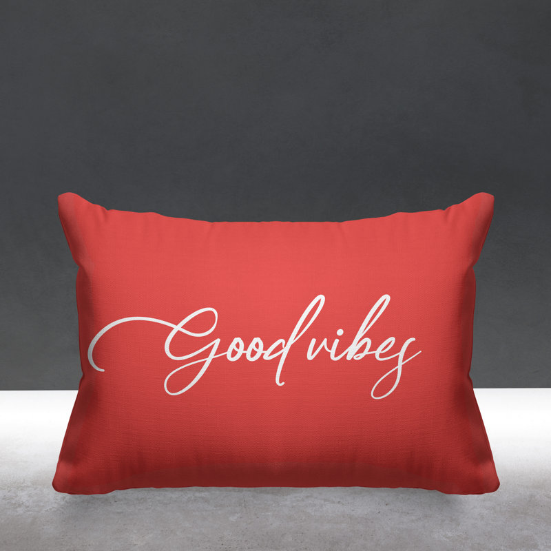Housse et insert de coussin rectangulaire Aspire Good Vibes, Corail