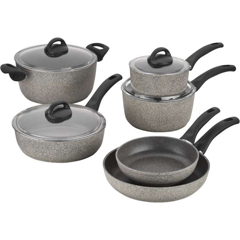 BALLARINI Parma by HENCKELS 10-Piece Forged Aluminum Nonstick Cookware Set, Pots and Pans Set, Granite