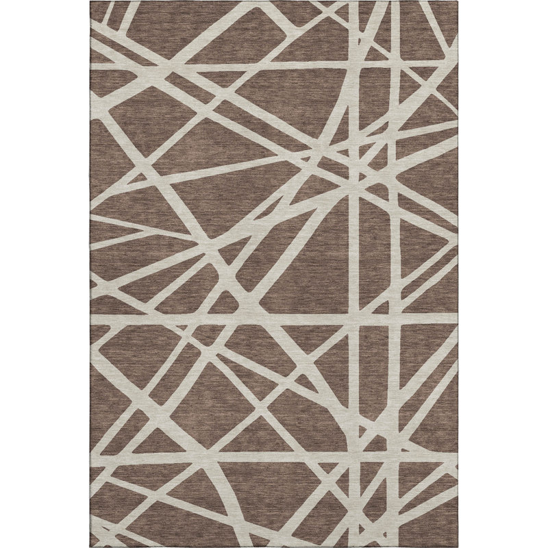 Tapis géométrique de qualité supérieure lavable à la machine Cossette AMF1040, Rectangle 2 pi 6 po x 3 pi 10 po