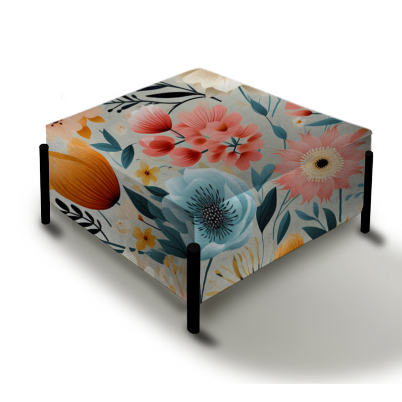 Playful Blooming Floral Motif - Grand repose-pieds carré floral