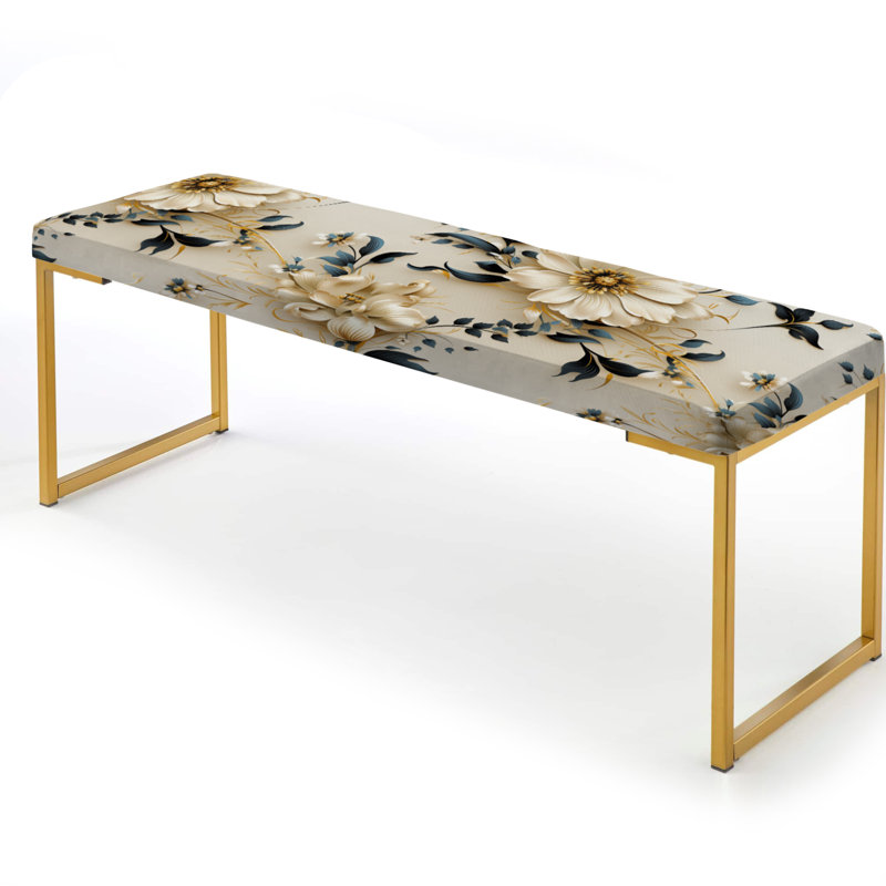 Upholstered Gold Bench, Boho Victorian Fusion Victorian Pattern XIII