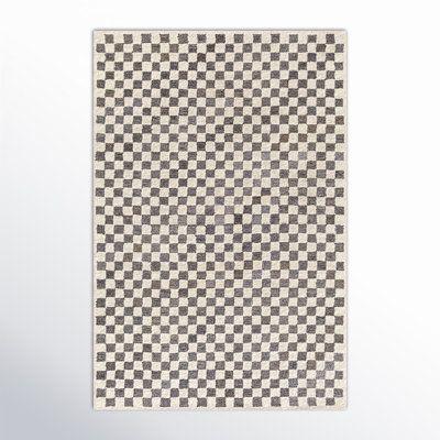 Marino Geometric Handmade Tufted Wool/Recycled P.E.T. Area Rug in Gray/Beige