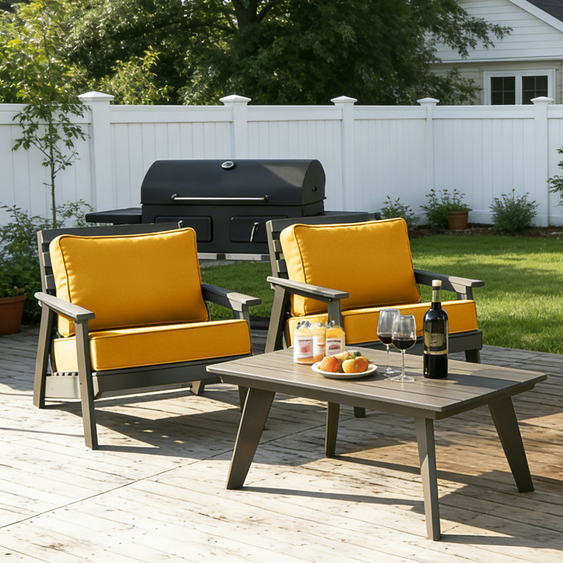 Outdoor Seat Cushion Set, 24 X 24 Inch Water-Resistant & Fade-Resistant Patio Furniture Cushions With Removable Cover, Deep Seat & Back Cushion With Zipper For Chair Couch Sectional Sofa，Golden Yellow