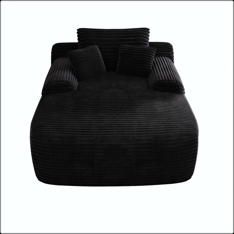 Chaise longue convertible avec porte-gobelet, revêtement moelleux et aucun assemblage requis, Noir
