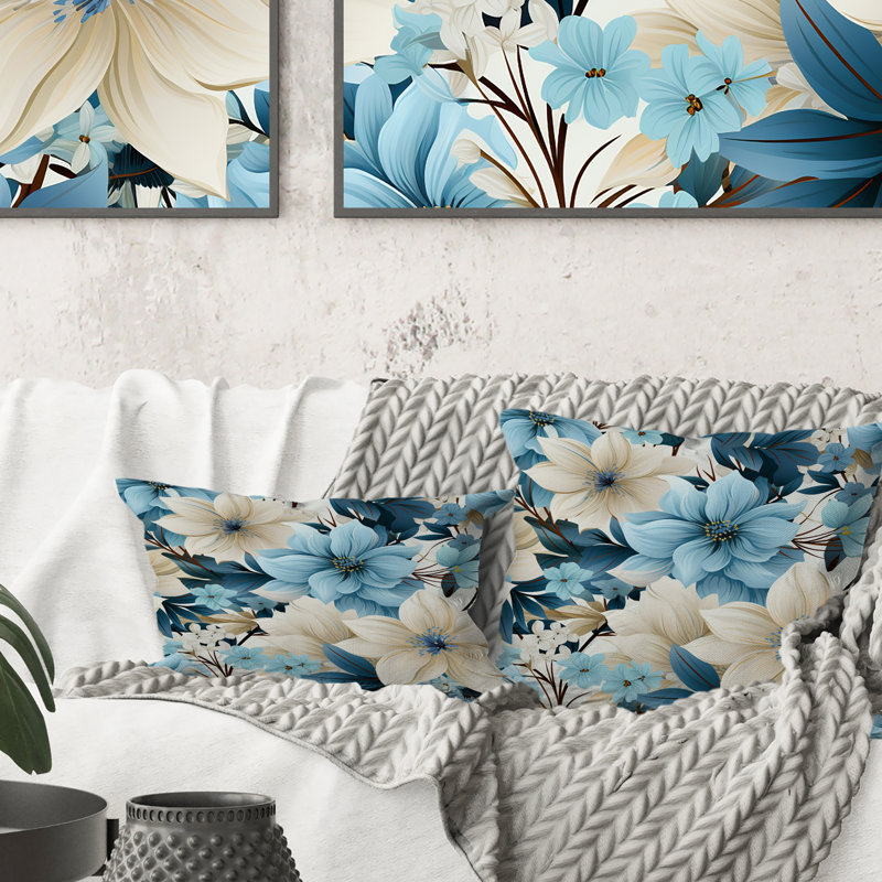 Blue Coastal Harmony - motif floral II - coussin à imprimé floral
