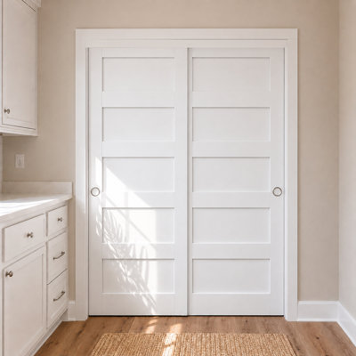 48"x80" 5-Panel MDF Space-Saving Pantry Closet Sliding Doors With Hardware & Need Assembled