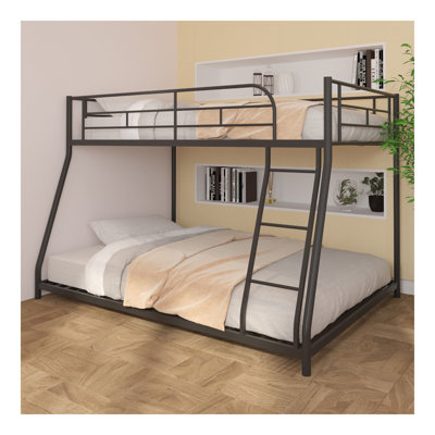 Metal Twin Over Full Bunk Bed/ Heavy-Duty Sturdy Metal/ Noise Reduced/ Squeak Free/ Wooden Slat/ No Box Spring Needed
