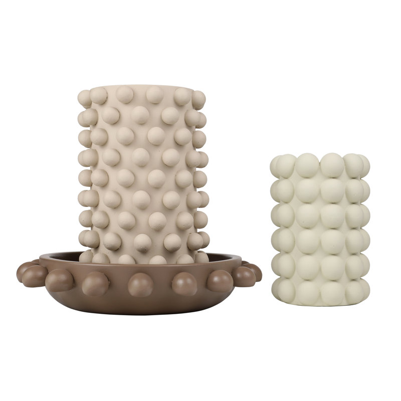 Ensemble de 3 vases cylindriques Petra, Matte Warm Neutral