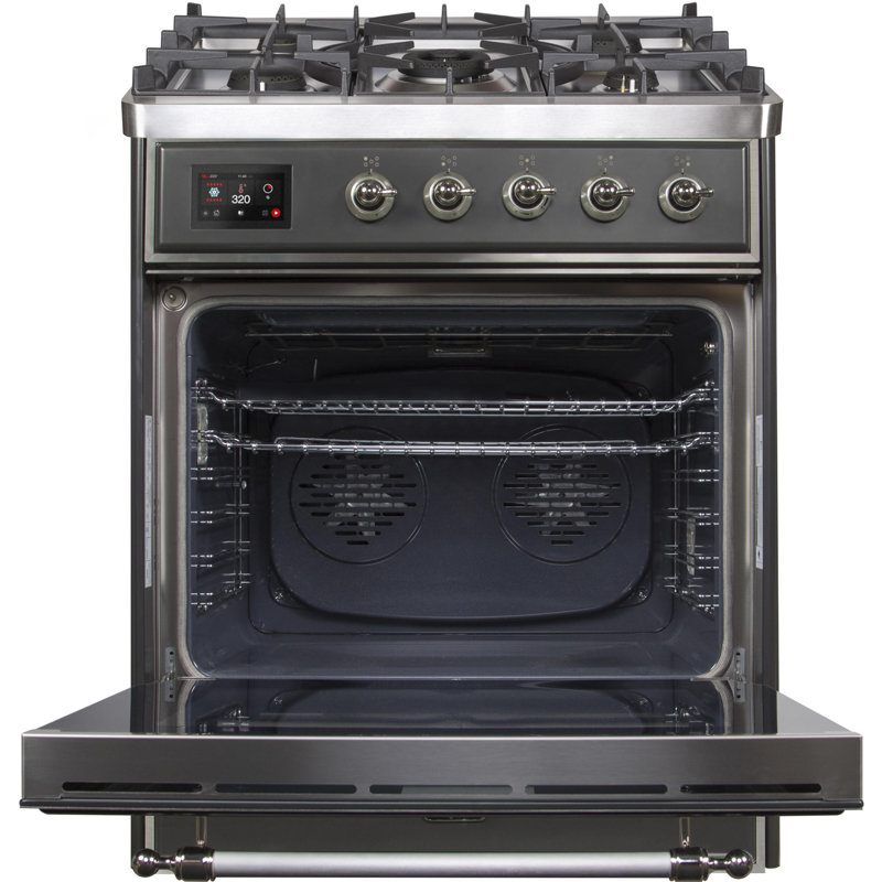 Majestic II 30" 2.3 cu. ft. Freestanding Dual Fuel Range, Natural Gas, White/Brass