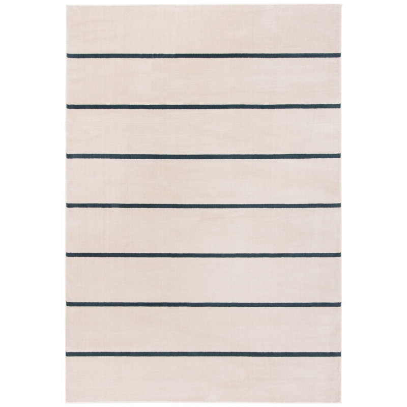 Tapis ivoire / bleu marine Aslin, Rectangle 8 pi x 10 pi