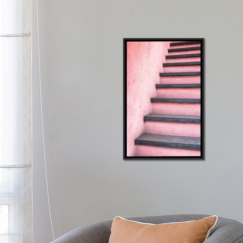 « escalier to céleste »-impression, Toile avec cadre noir, H 26 po x l 18 po x 1,5 po