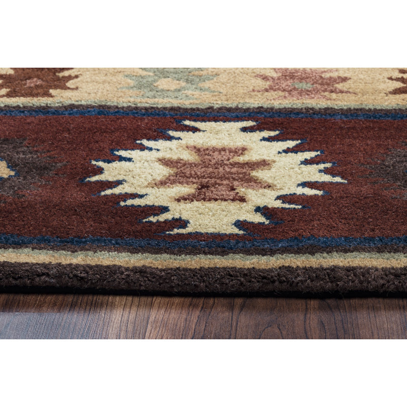 Tapis rouge / beige / brun en laine touffeté à la main Tyngsborough, Rectangle 3 pi x 5 pi