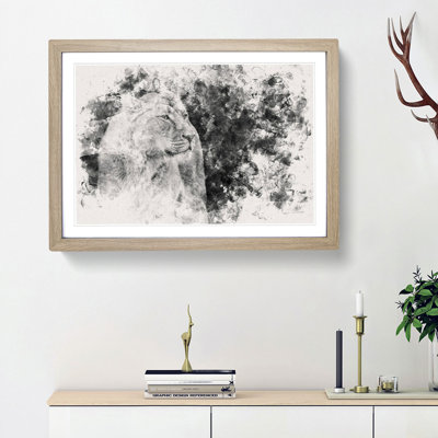 Wild Lioness Watercolour - Framed Print