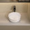 Lavabo vasque de salle de bain moderne sur comptoir en céramique blanc brillant 14,17 po