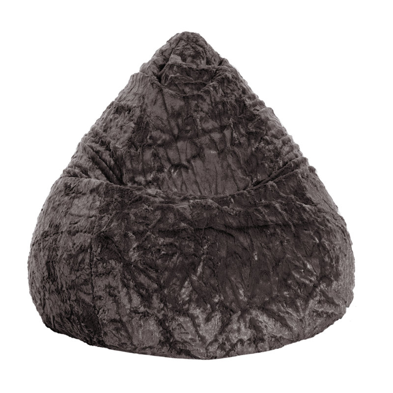 Fluffy Bean Bag Chair & Lounger, Charcoal Faux Fur Polyester