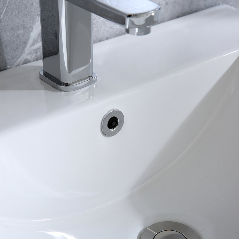 Ceramic 24 po L x 18 po P 2 portes Meuble-lavabo avec évier simple et Comptoir en Céramique