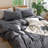 MooMee Lightweight Duvet Cover Set with Zipper Closure 8 Ties 100% Washed Cotton Linen Like Textured Soft Breathable All-Season-111220333-111219965