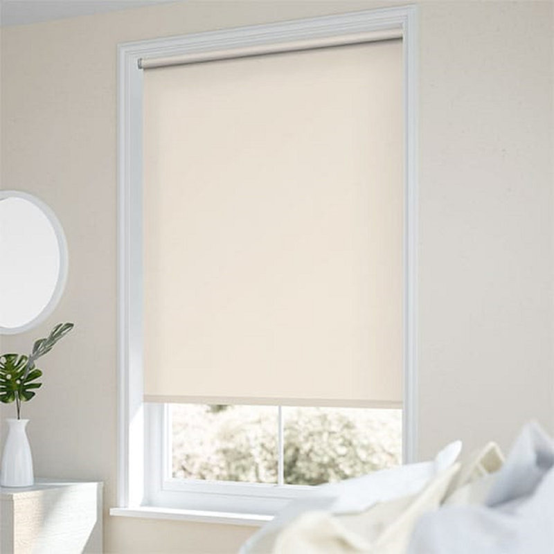 ndoor Blackout Roller Shade for Windows, Trimmable Custom Fit Window Blind with Light Blocking & Privacy, Cream