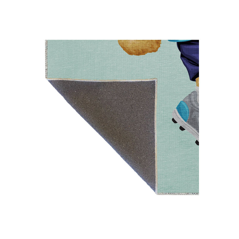 Tapis lavable décoratif bleu et bleu, Rectangle 3 pi 3 po x 4 pi 11 po