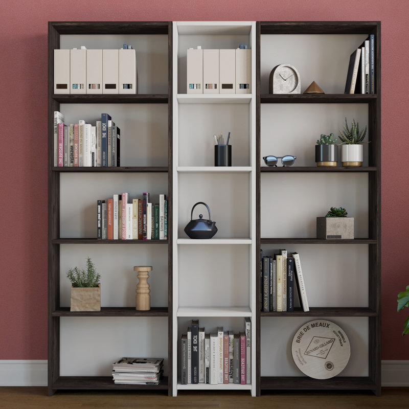 Bibliothèque Bulluck H 66,54 "x l 59,06", Noir / blanc