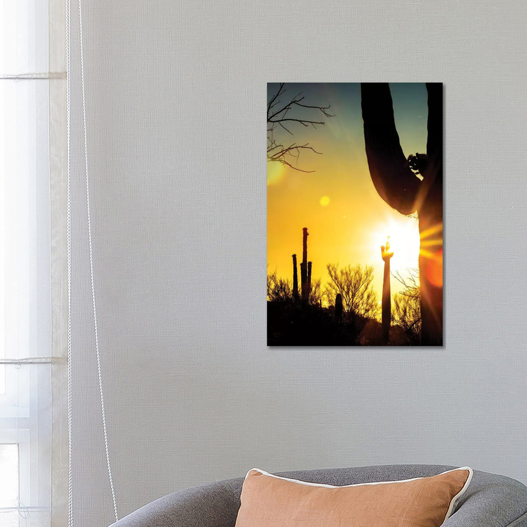 Saguaro Cactus Silhouette At Colorful Sunrise von Susan Richey - Gallery-Wrapped Canvas Giclée