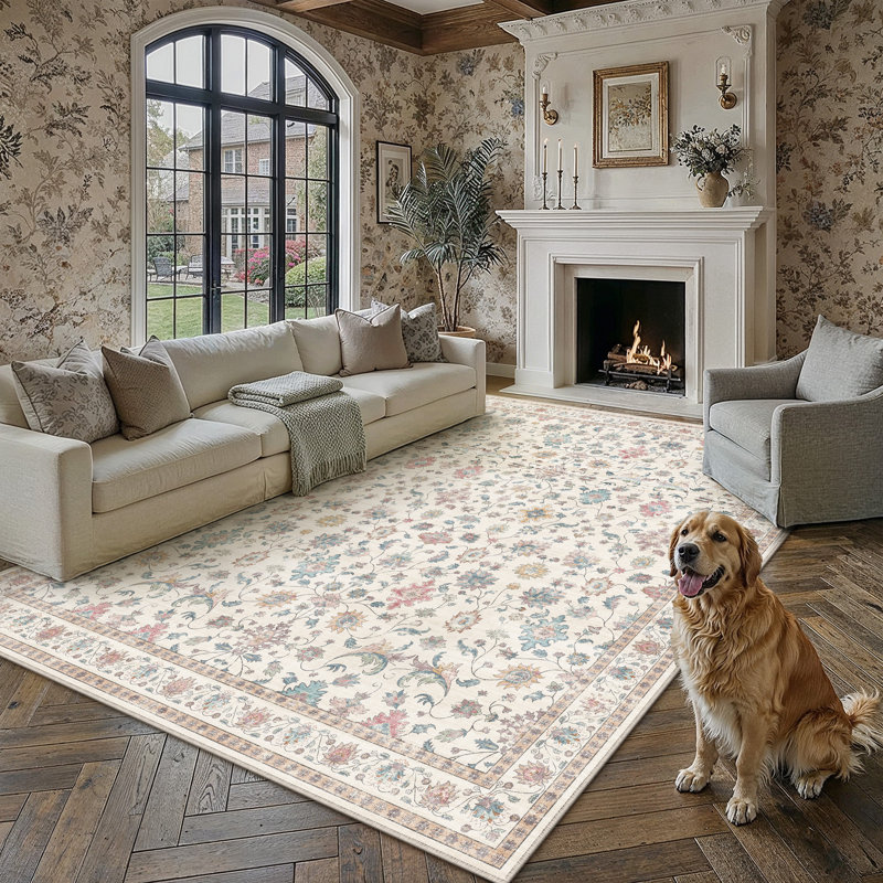 Tapis cerise lavable à la machine avec envers antidérapant, Rectangle 9 pi x 12 pi