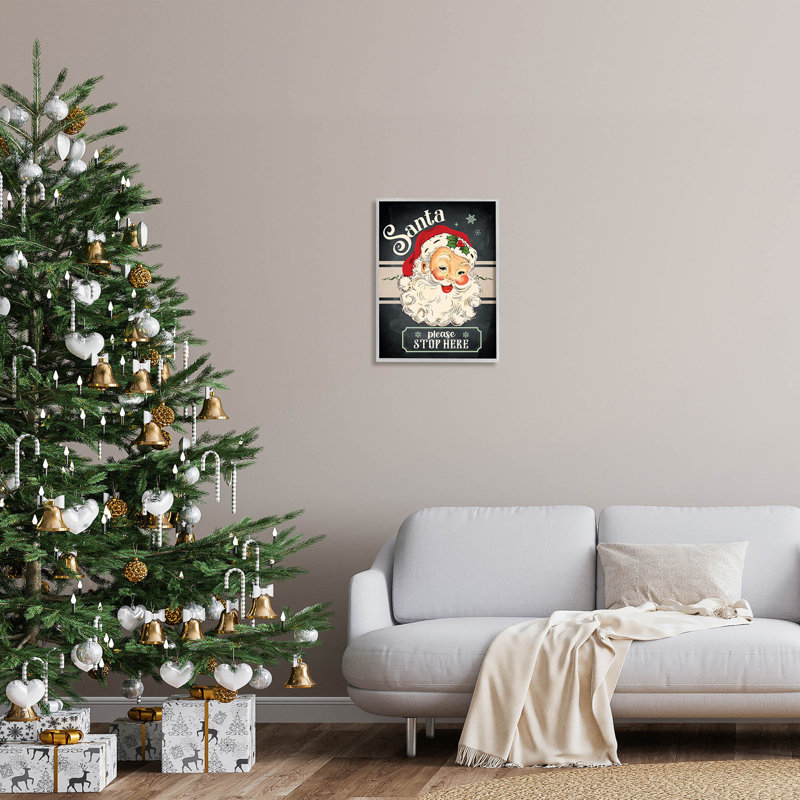 Père Noël, arrêtez-vous ici -191, H 20 po x l 16 po x P 1,5 po, Estampe numérique Farmhouse
